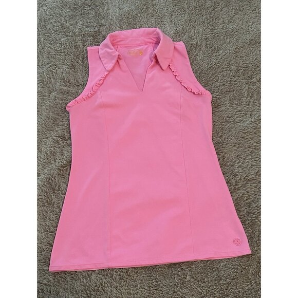 LILLY PULITZER SIZE XXS LUXLETIC MARTINA POLO TOP *HAVANA PINK* UPF 50+ - Picture 6 of 13